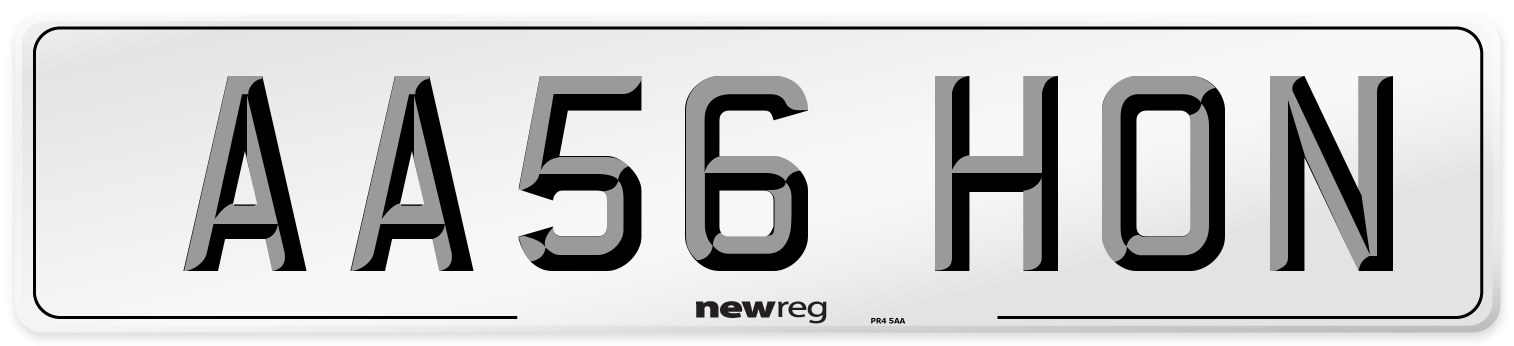 AA56 HON Number Plate from New Reg